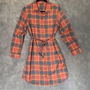 Toad&Co Multicolor Plaid Long Sleeve Dress size Medium Gray cedar